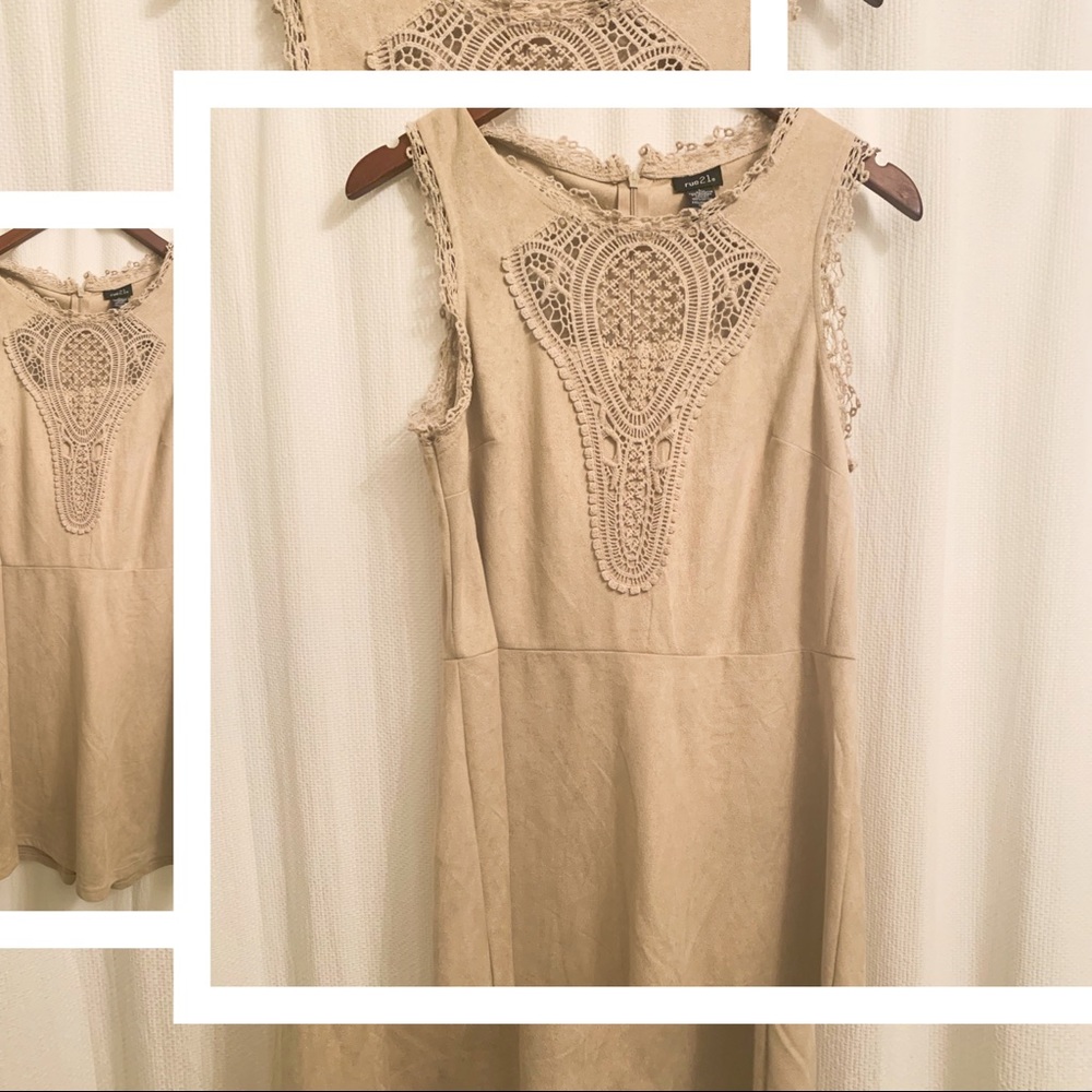 Rue 21 - Tan Suede Crotchet Detailed Dress